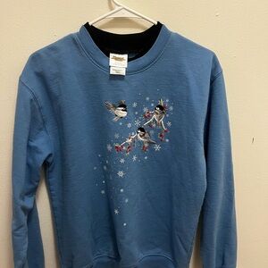 Vintage 90s Top Stitch Blue “Morning Sun” Bird Sweatshirt – S
